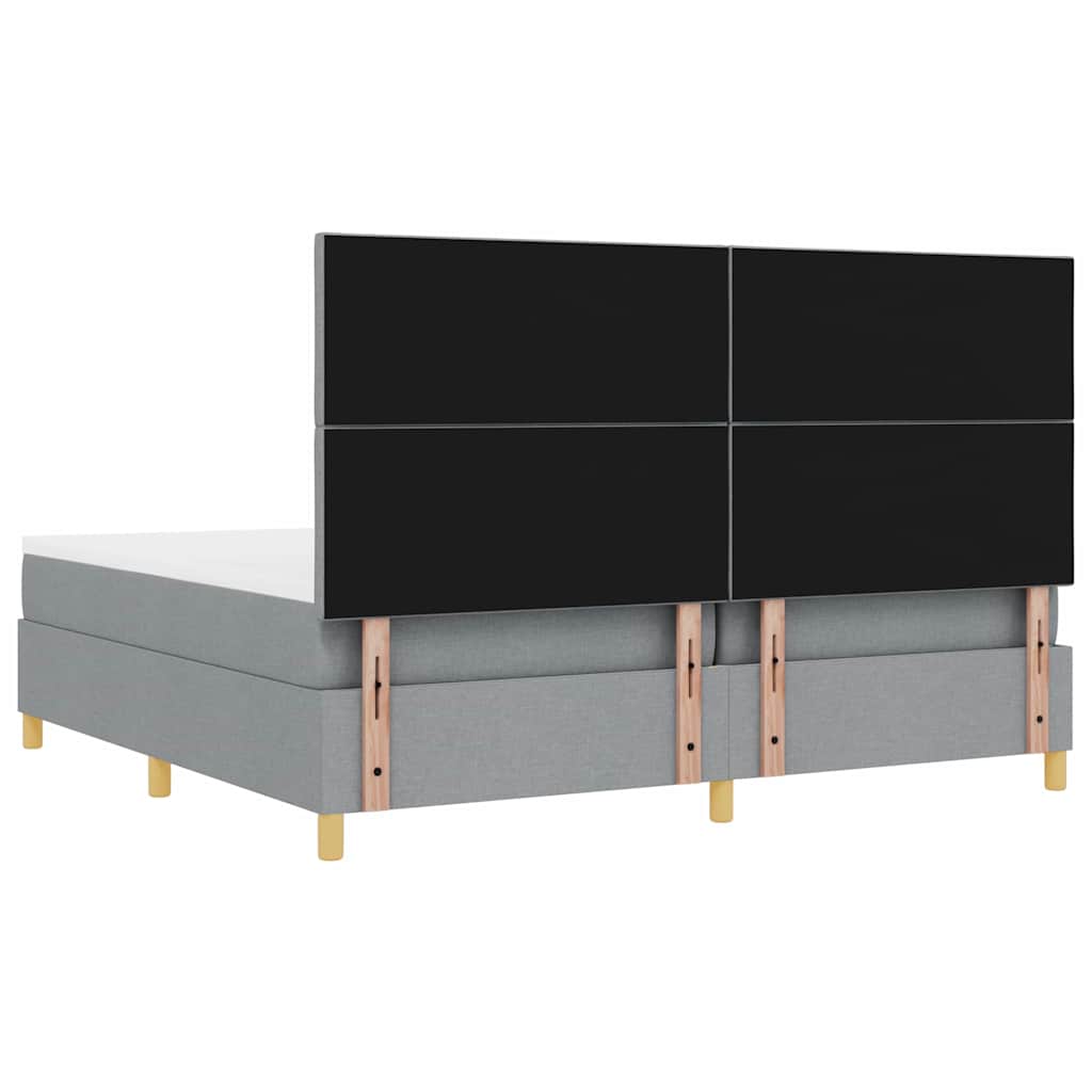 vidaXL Łóżko z sprężyną LED Jasnoszary 200 x 200 cm tkanina