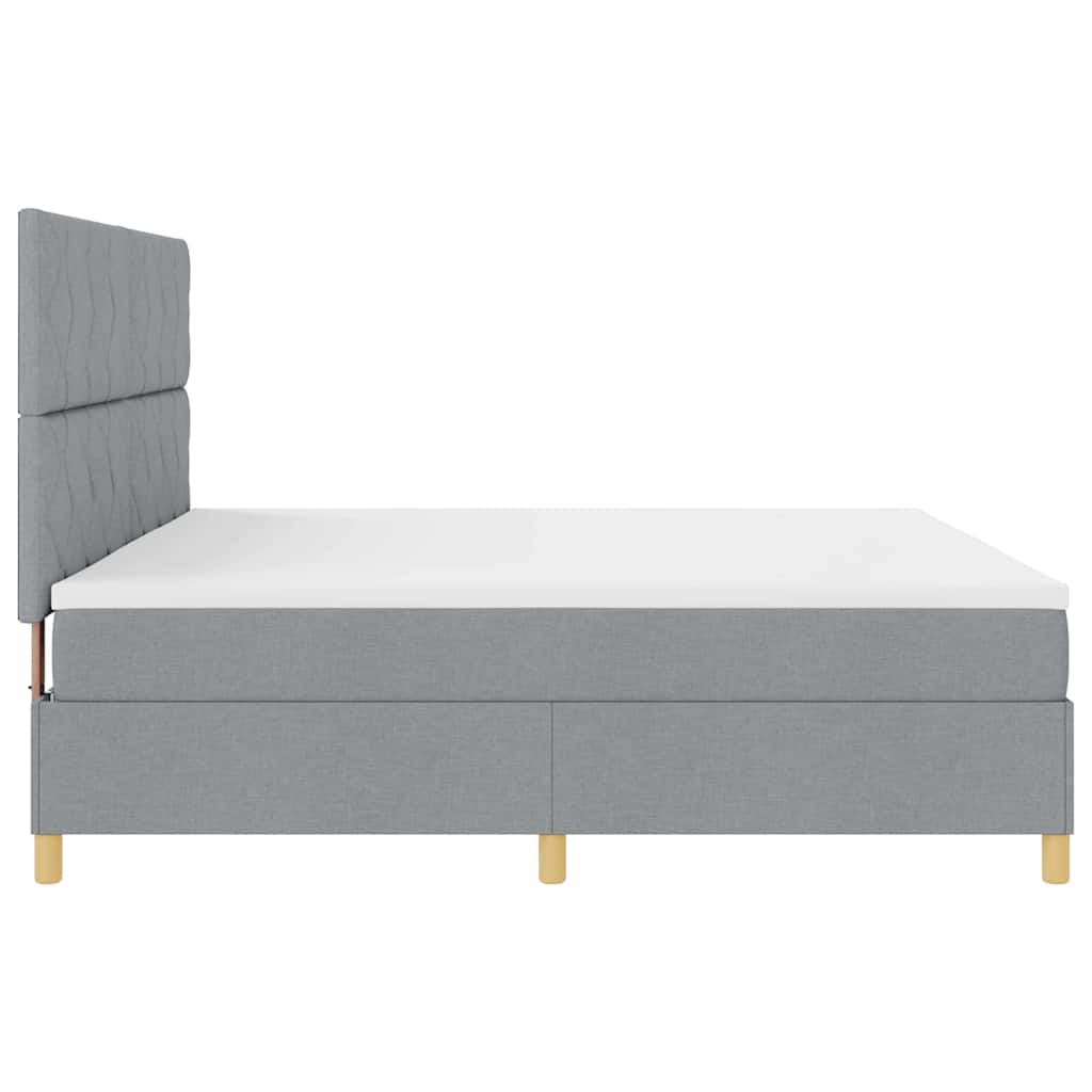 vidaXL Łóżko z sprężyną LED Jasnoszary 200 x 200 cm tkanina