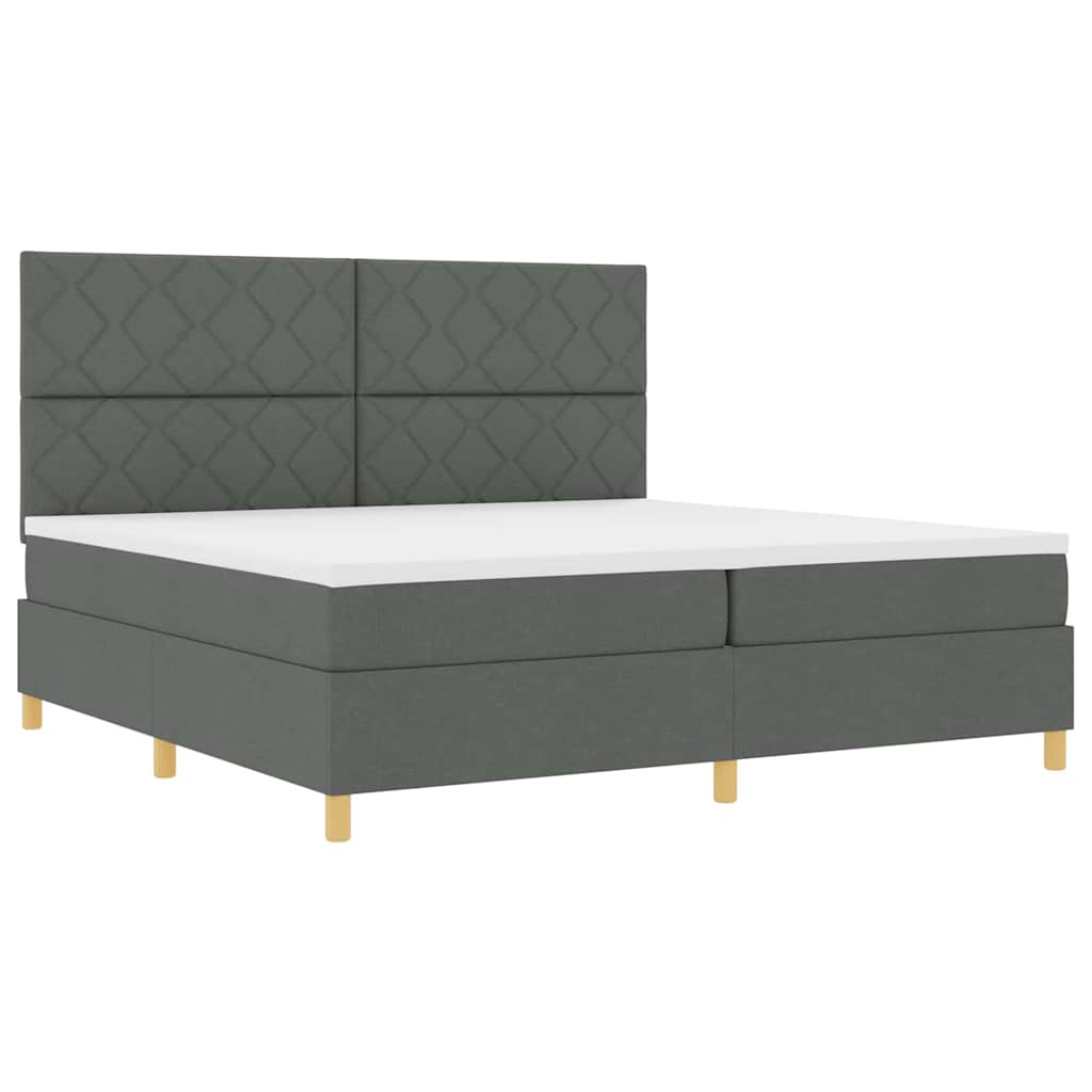 vidaXL Łóżko z sprężyną LED Ciemnoszary 200 x 200 cm tkanina