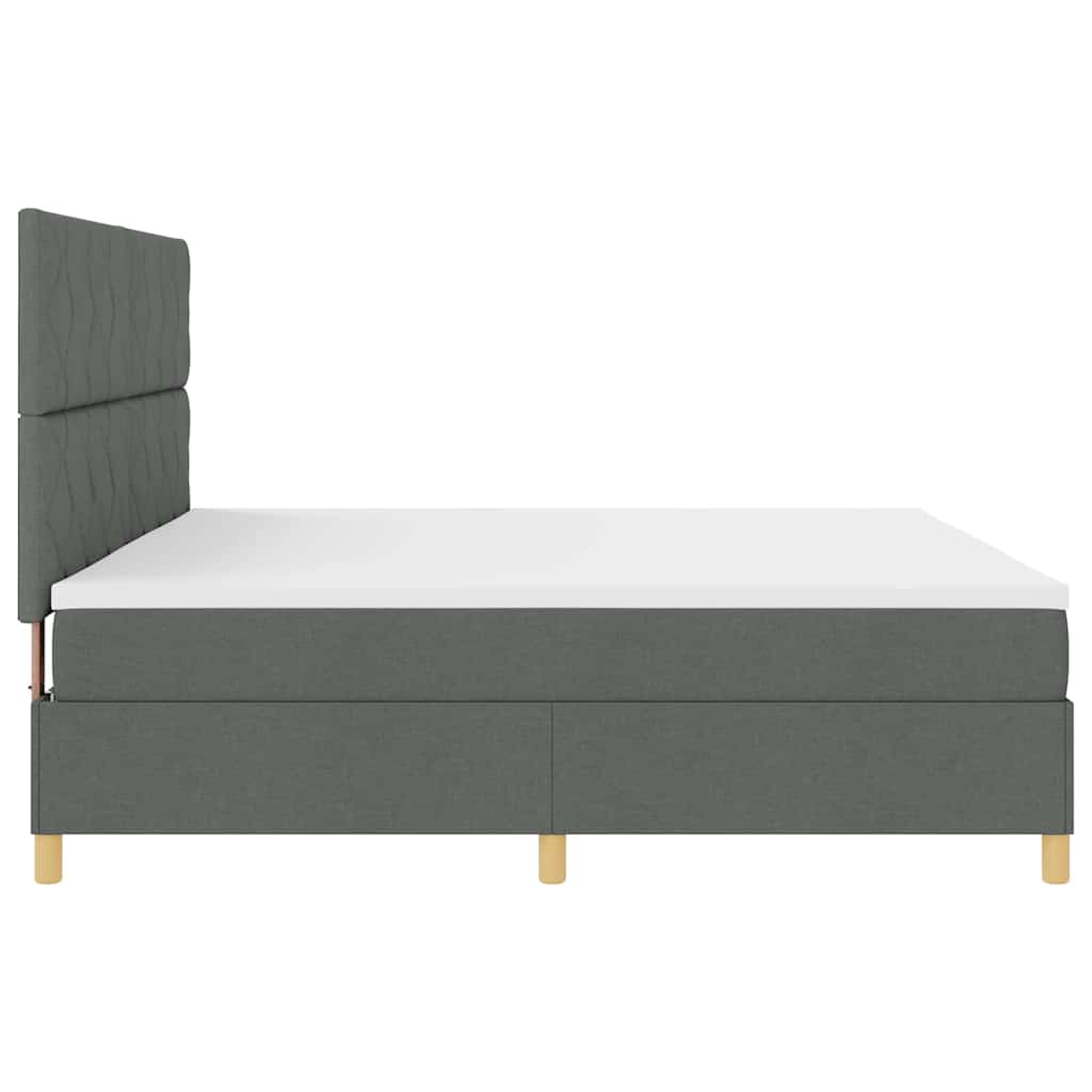 vidaXL Łóżko z sprężyną LED Ciemnoszary 200 x 200 cm tkanina