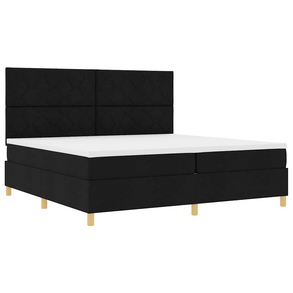 vidaXL Łóżko z sprężyną LED z materacem Czarny 200 x 200 cm tkanina