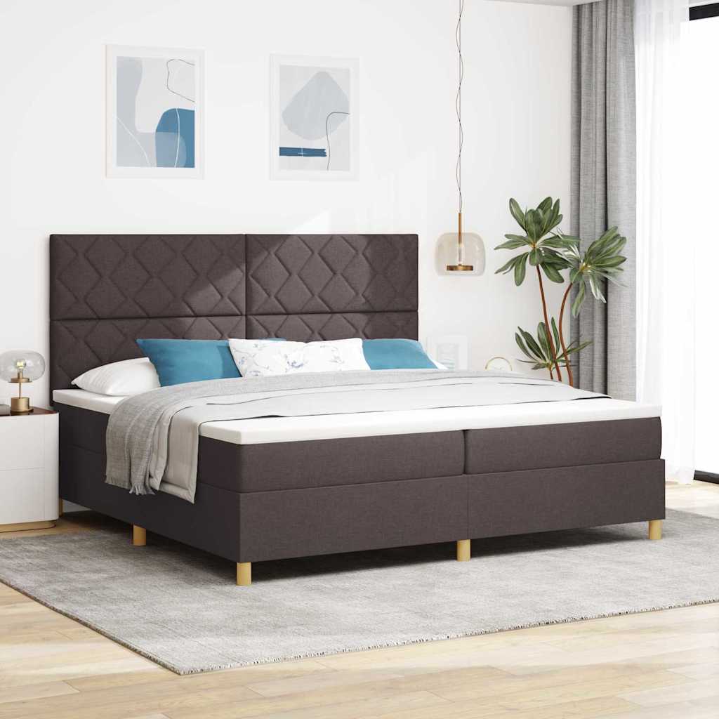 vidaXL Łóżko z sprężyną LED Ciemny brąz 200 x 200 cm tkanina