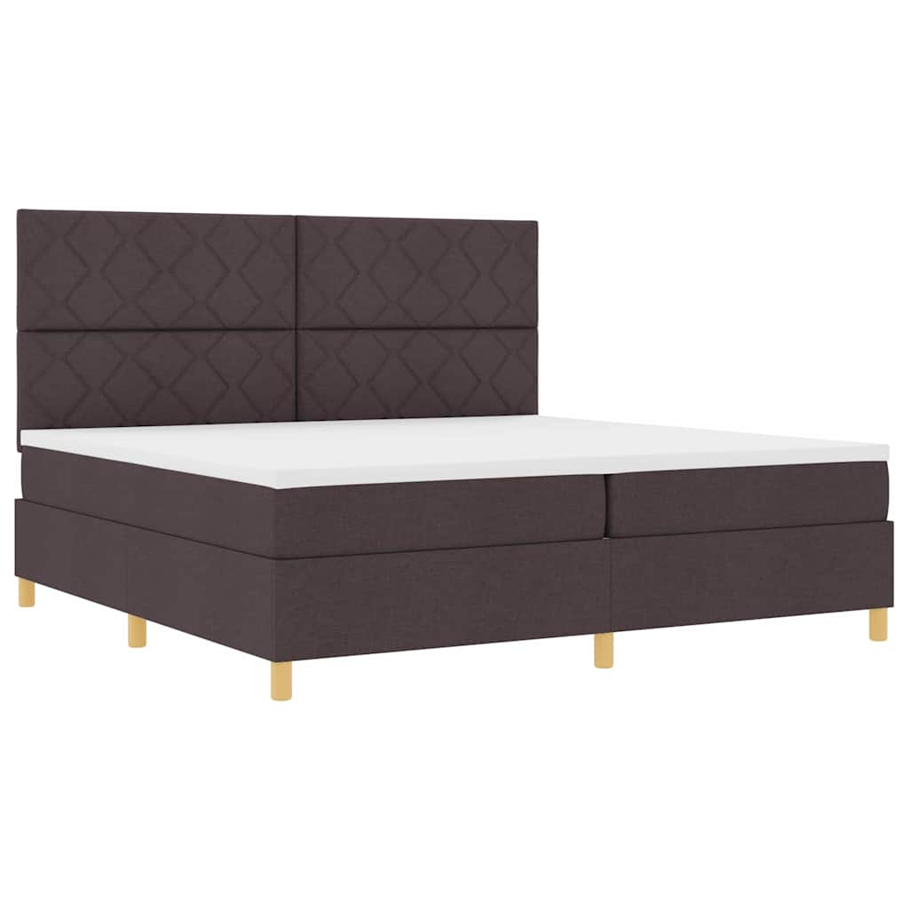 vidaXL Łóżko z sprężyną LED Ciemny brąz 200 x 200 cm tkanina