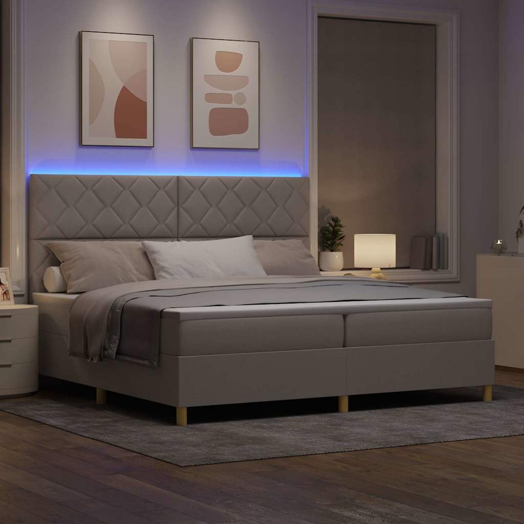 vidaXL Łóżko z sprężyną LED Ciemnoszary 200 x 200 cm tkanina