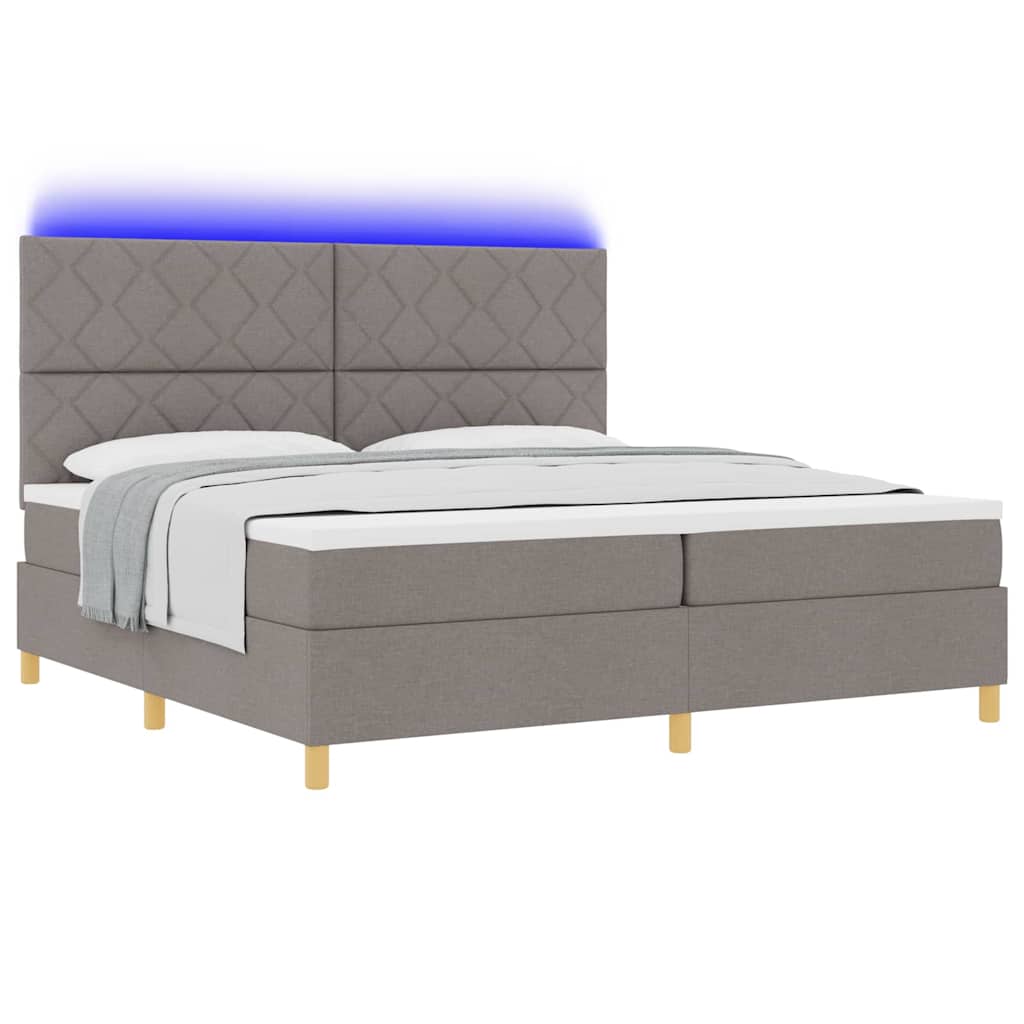 vidaXL Łóżko z sprężyną LED Ciemnoszary 200 x 200 cm tkanina