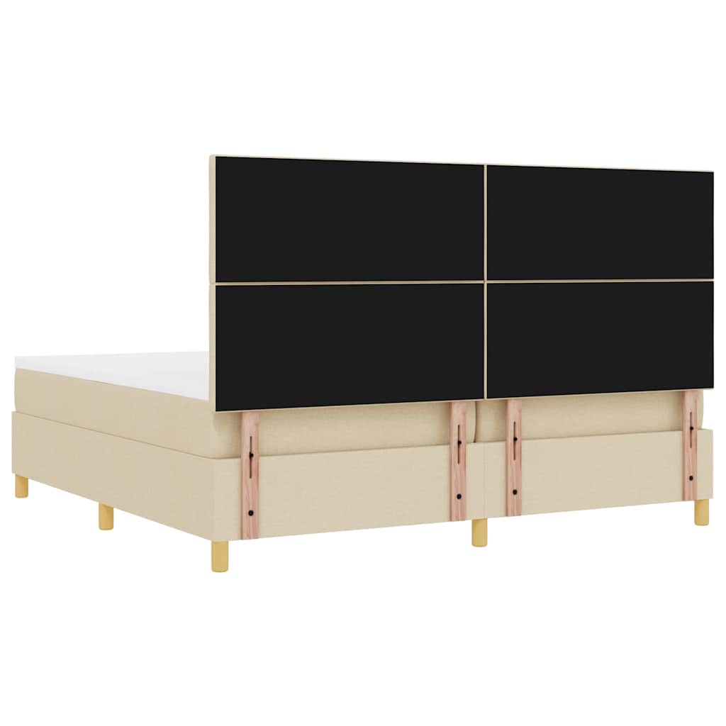 vidaXL Łóżko z sprężyną LED z materacem Kremowy 200 x 200 cm tkanina