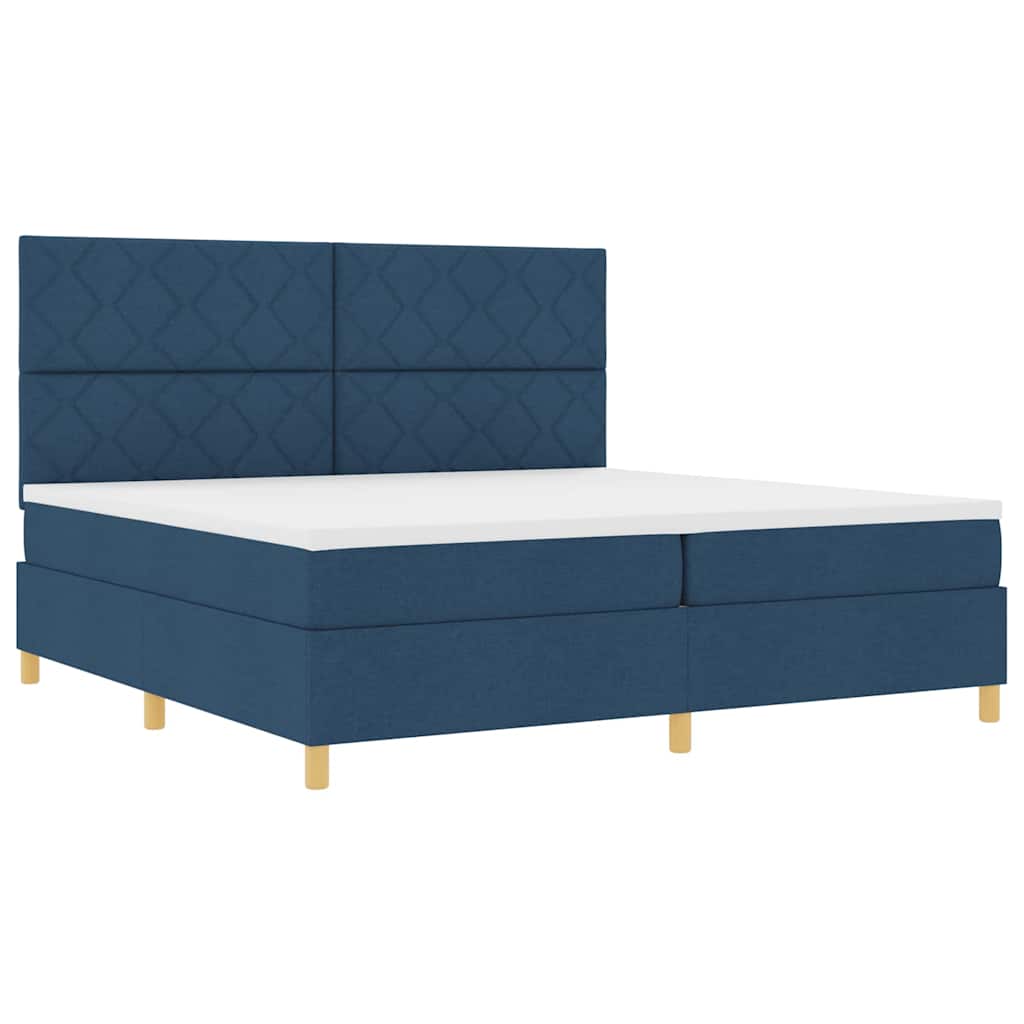 vidaXL Łóżko z sprężyną LED z materacem Niebieski 200 x 200 cm tkanina