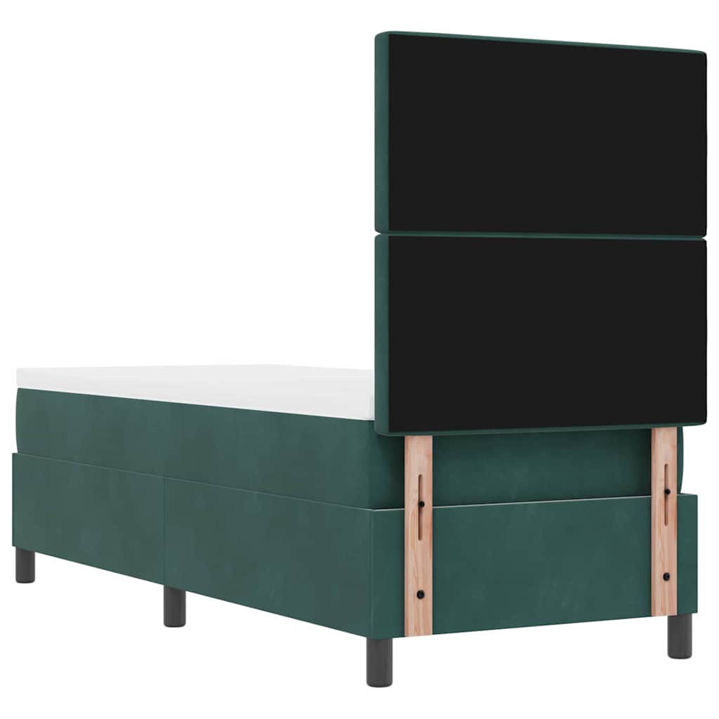 vidaXL Łóżko z sprężyną LED Ciemna zieleń 80 x 200 cm tkanina