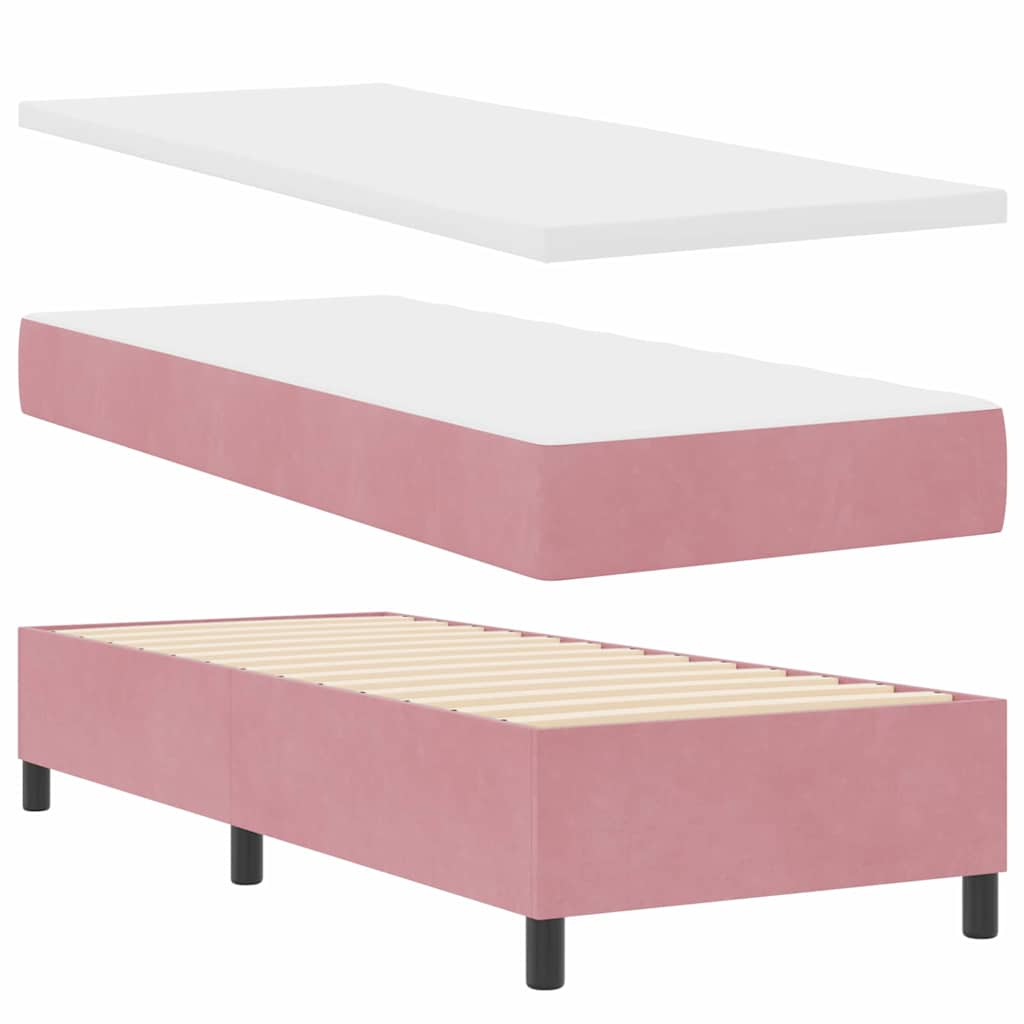 vidaXL Łóżko z sprężyną LED z materacem Różowy 80 x 200 cm Aksamit