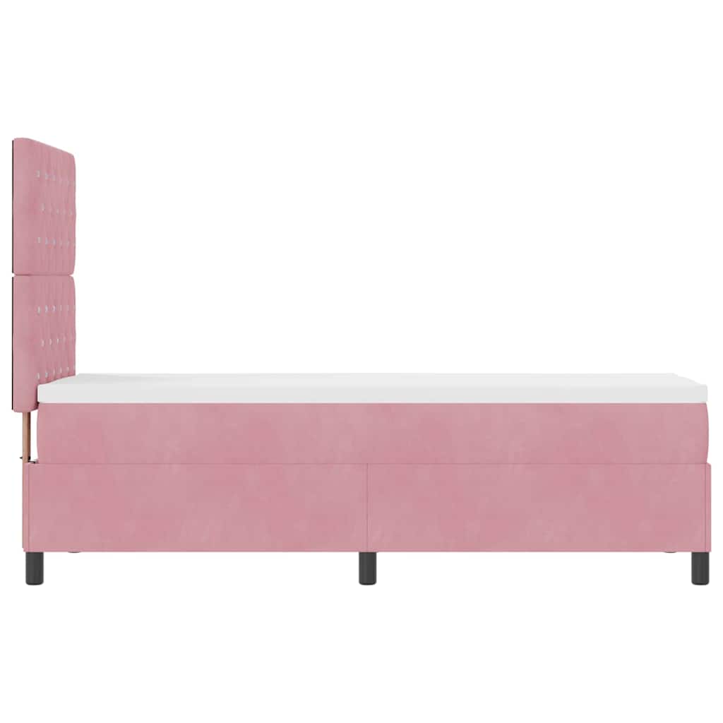 vidaXL Łóżko z sprężyną LED z materacem Różowy 80 x 200 cm Aksamit
