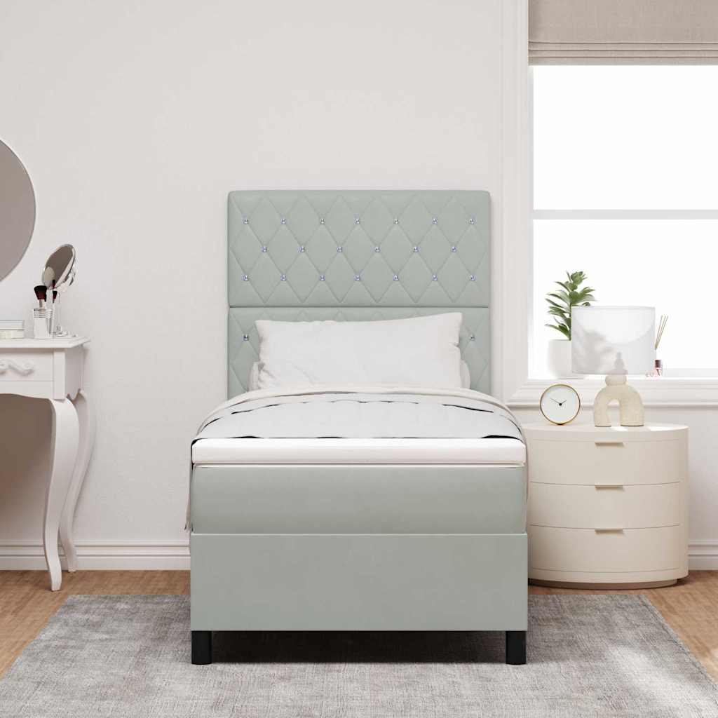 vidaXL Łóżko z sprężyną LED z materacem Jasnoszary 90 x 190 cm tkanina