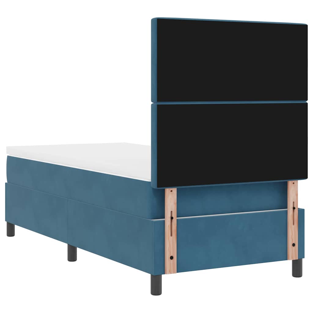 vidaXL Łóżko z sprężyną LED Ciemnoniebieski 100 x 200 cm Aksamit