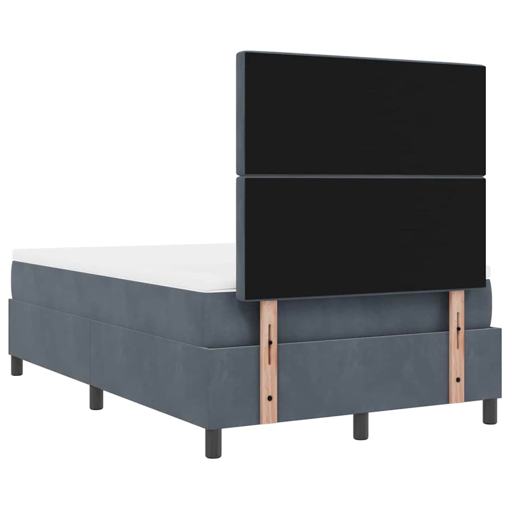 vidaXL Łóżko z sprężyną LED Ciemnoszary 120 x 190 cm Aksamit