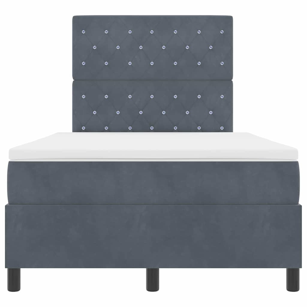 vidaXL Łóżko z sprężyną LED Ciemnoszary 120 x 190 cm Aksamit