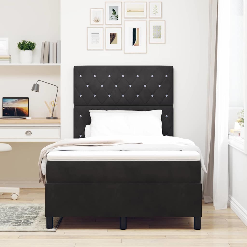 vidaXL Łóżko z sprężyną LED z materacem Czarny 120 x 190 cm Aksamit