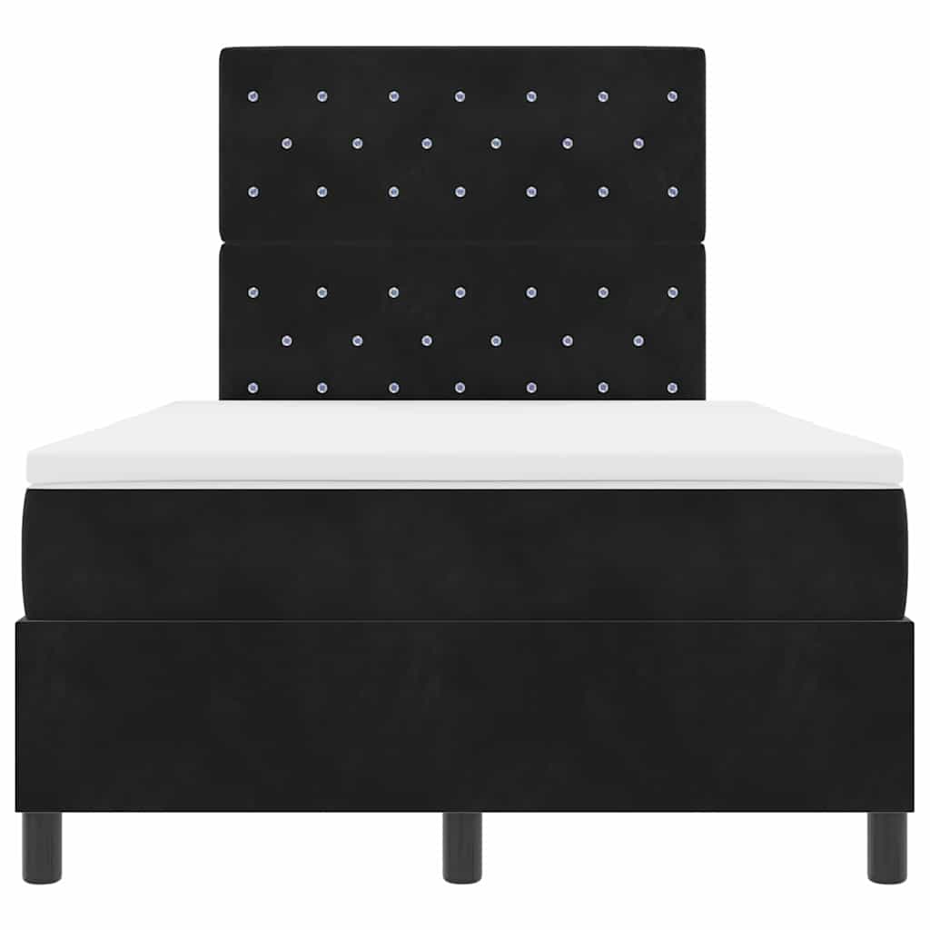 vidaXL Łóżko z sprężyną LED z materacem Czarny 120 x 190 cm Aksamit