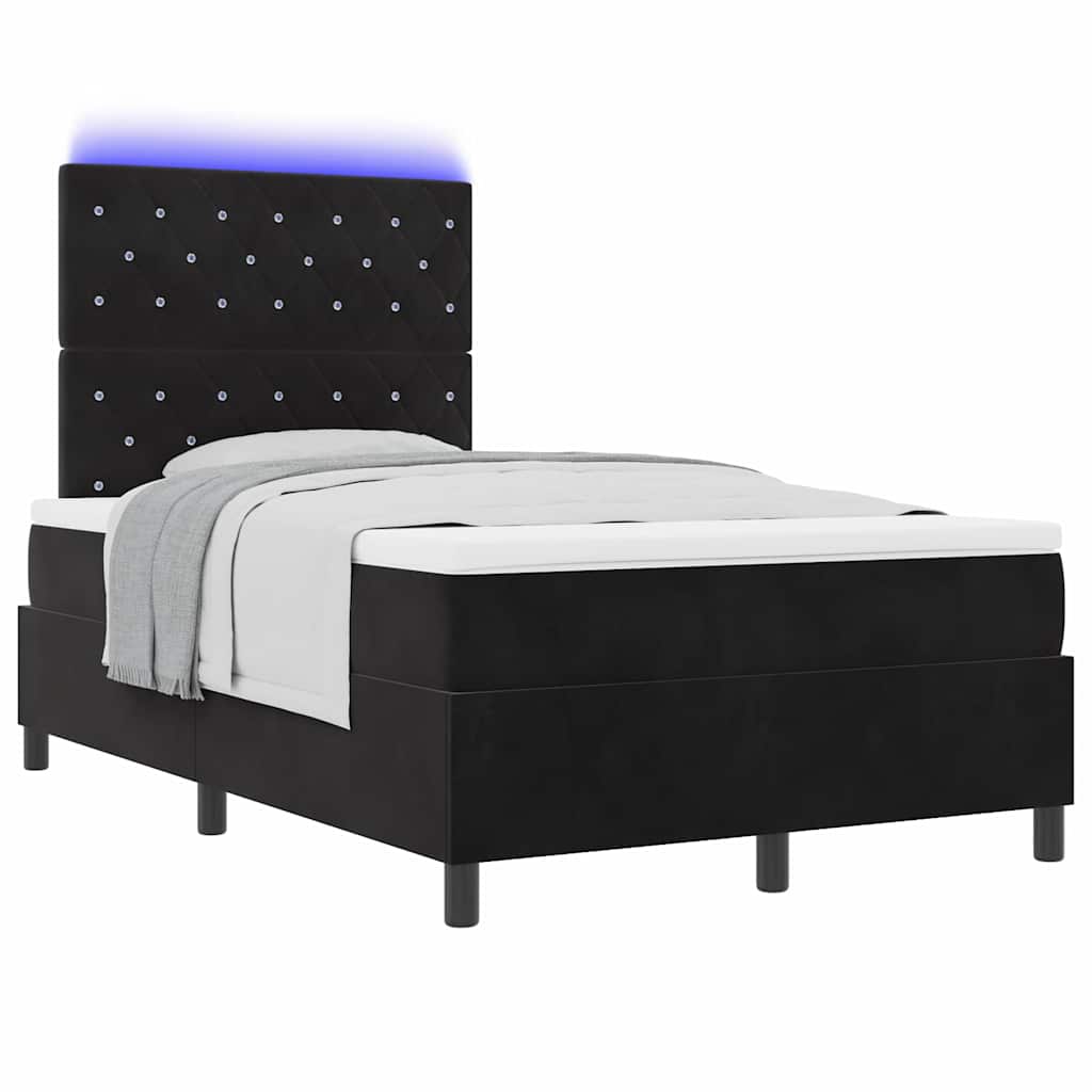 vidaXL Łóżko z sprężyną LED z materacem Czarny 120 x 190 cm Aksamit