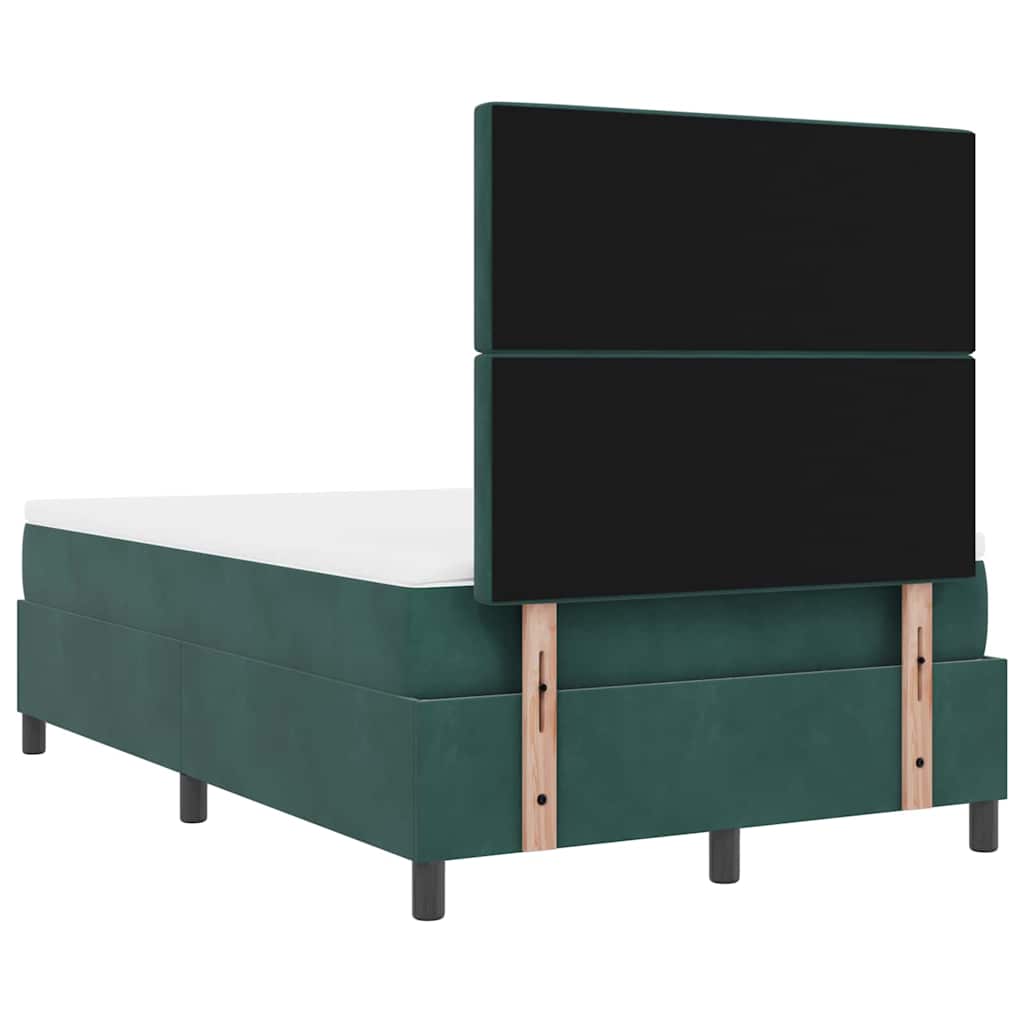 vidaXL Łóżko z sprężyną LED Ciemna zieleń 120 x 190 cm Aksamit