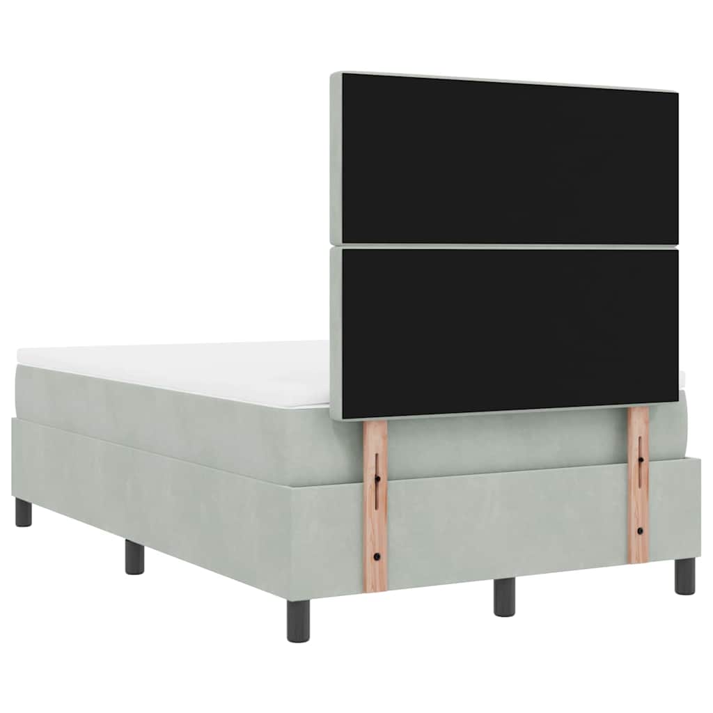 vidaXL Łóżko z sprężyną LED Jasnoszary 120 x 200 cm Aksamit