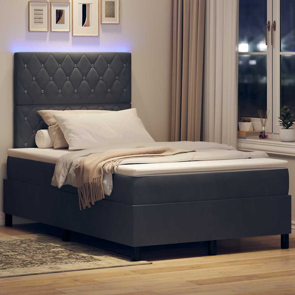 vidaXL Łóżko z sprężyną LED Ciemnoszary 120 x 200 cm Aksamit