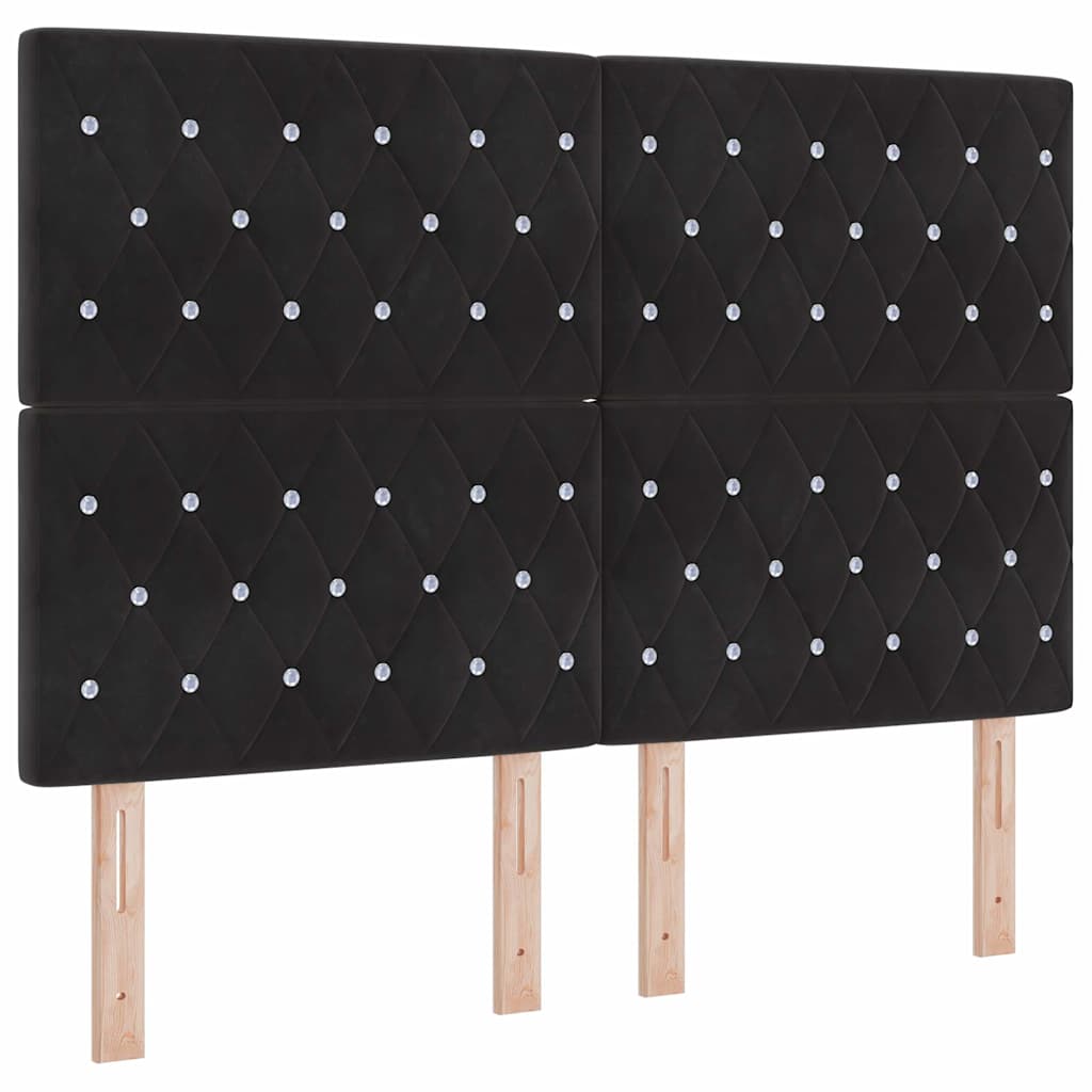 vidaXL Łóżko z sprężyną LED z materacem Czarny 140 x 190 cm Aksamit