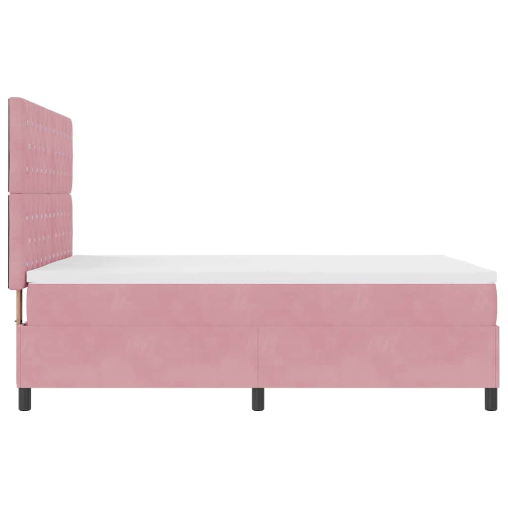 vidaXL Łóżko z sprężyną LED z materacem Różowy 140 x 190 cm Aksamit