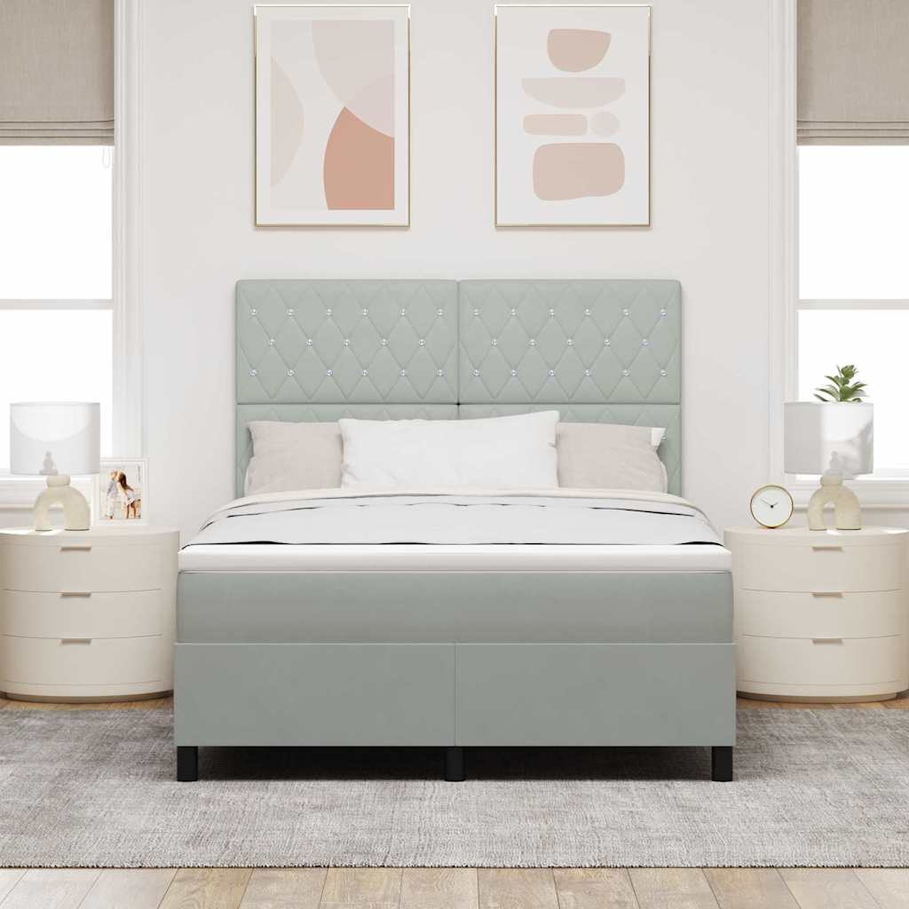vidaXL Łóżko z sprężyną LED Jasnoszary 140 x 200 cm Aksamit