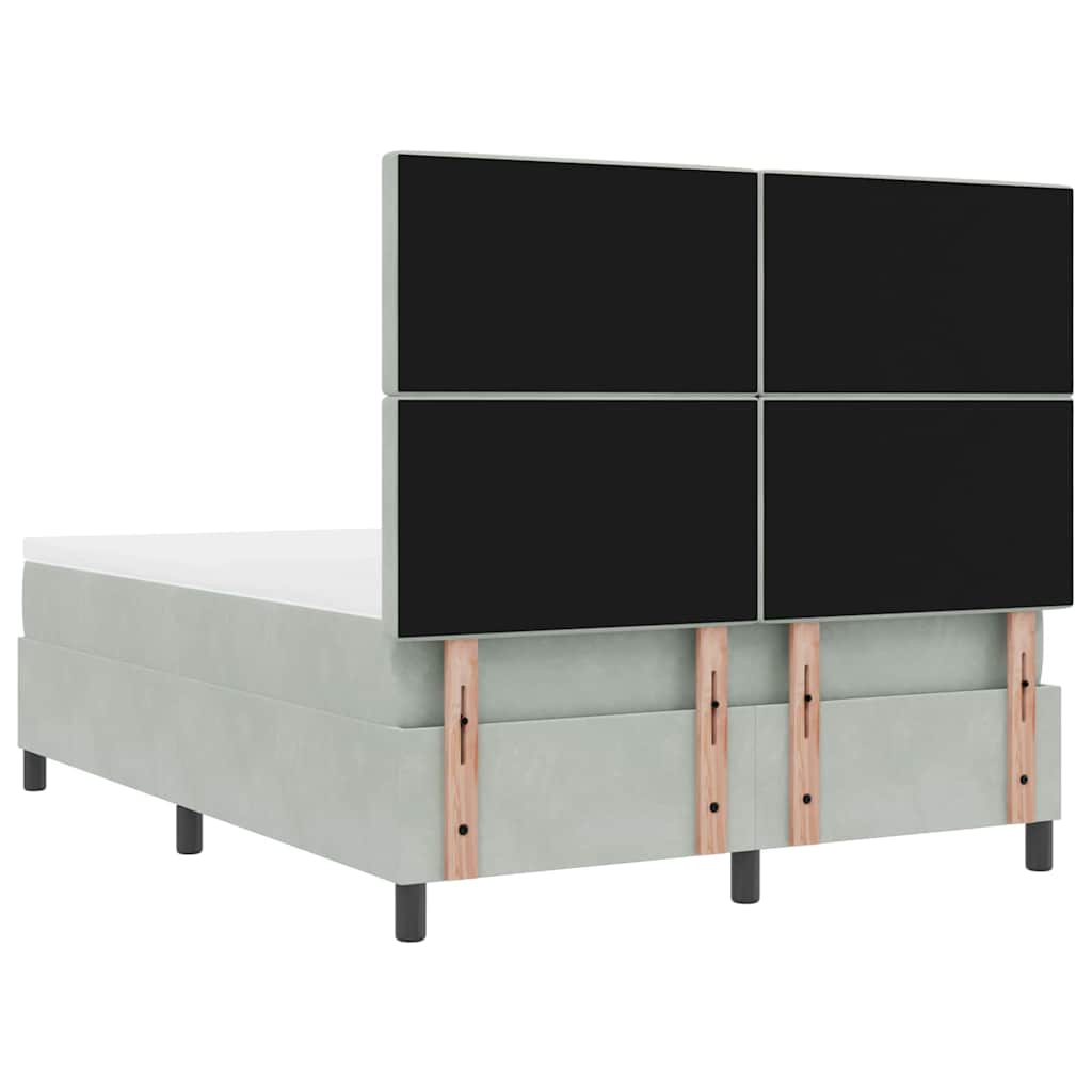 vidaXL Łóżko z sprężyną LED Jasnoszary 140 x 200 cm Aksamit