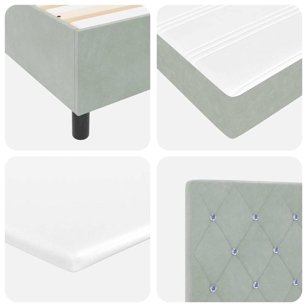 vidaXL Łóżko z sprężyną LED Jasnoszary 180 x 200 cm Aksamit