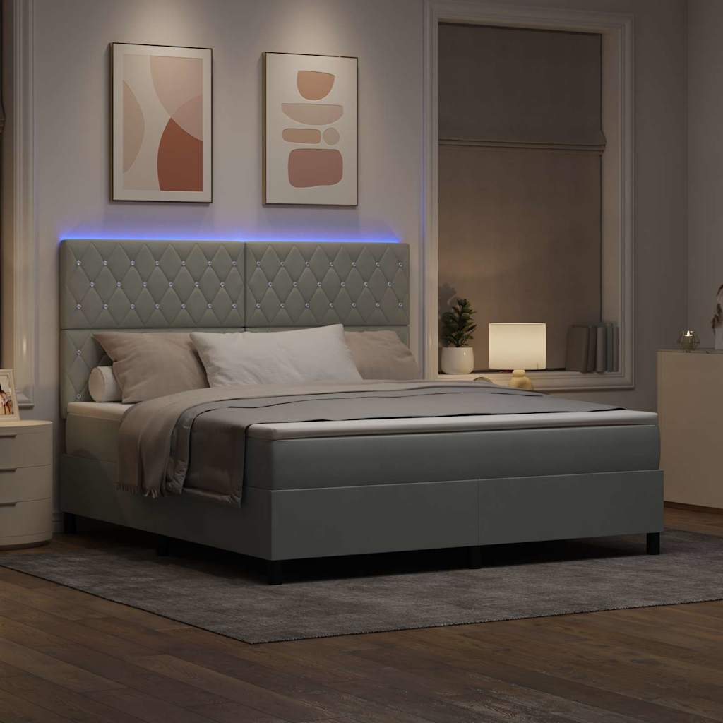 vidaXL Łóżko z sprężyną LED Jasnoszary 180 x 200 cm Aksamit