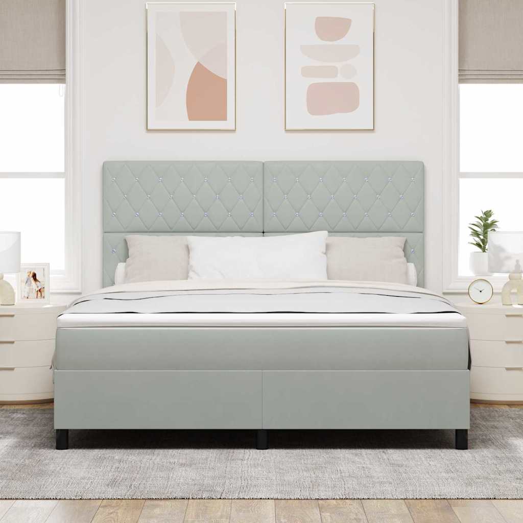 vidaXL Łóżko z sprężyną LED Jasnoszary 180 x 200 cm Aksamit