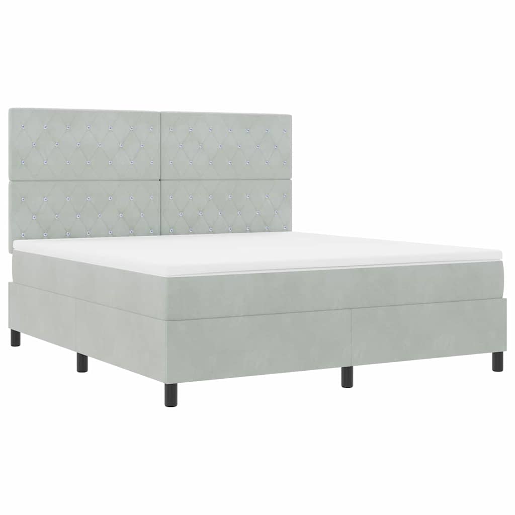 vidaXL Łóżko z sprężyną LED Jasnoszary 180 x 200 cm Aksamit
