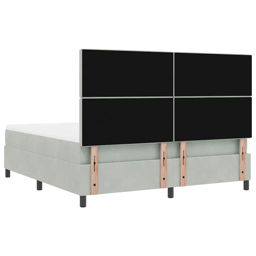 vidaXL Łóżko z sprężyną LED Jasnoszary 180 x 200 cm Aksamit