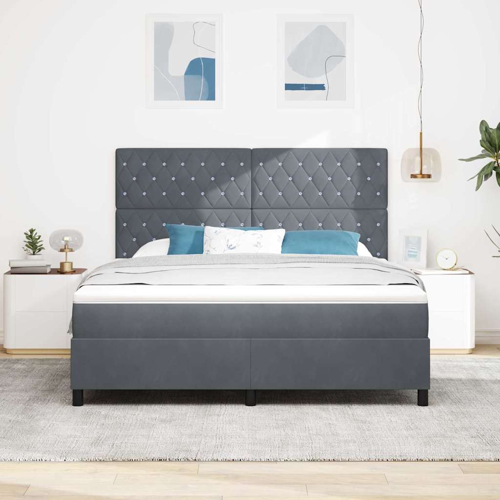 vidaXL Łóżko z sprężyną LED Ciemnoszary 180 x 200 cm Aksamit