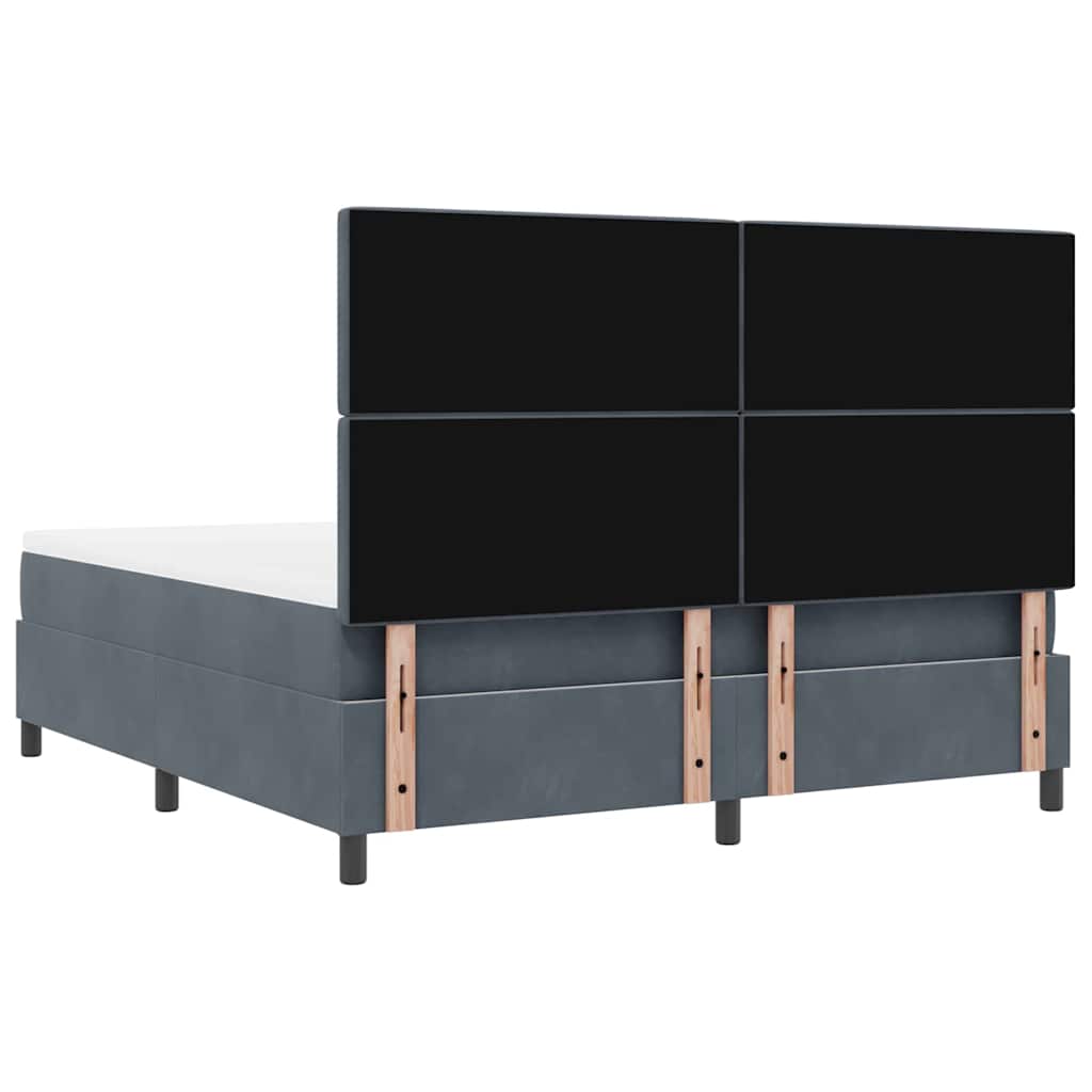 vidaXL Łóżko z sprężyną LED Ciemnoszary 180 x 200 cm Aksamit