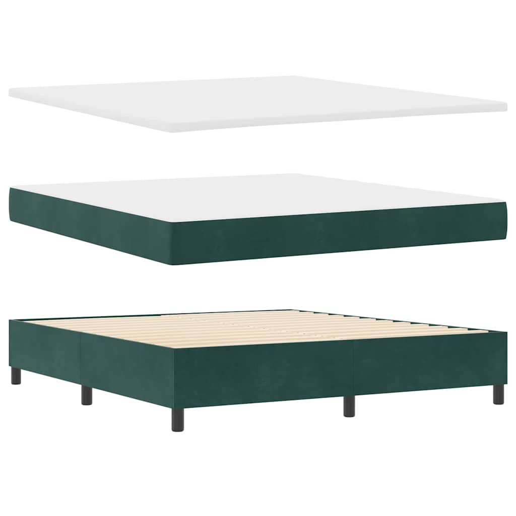 vidaXL Łóżko z sprężyną LED Ciemna zieleń 180 x 200 cm Aksamit