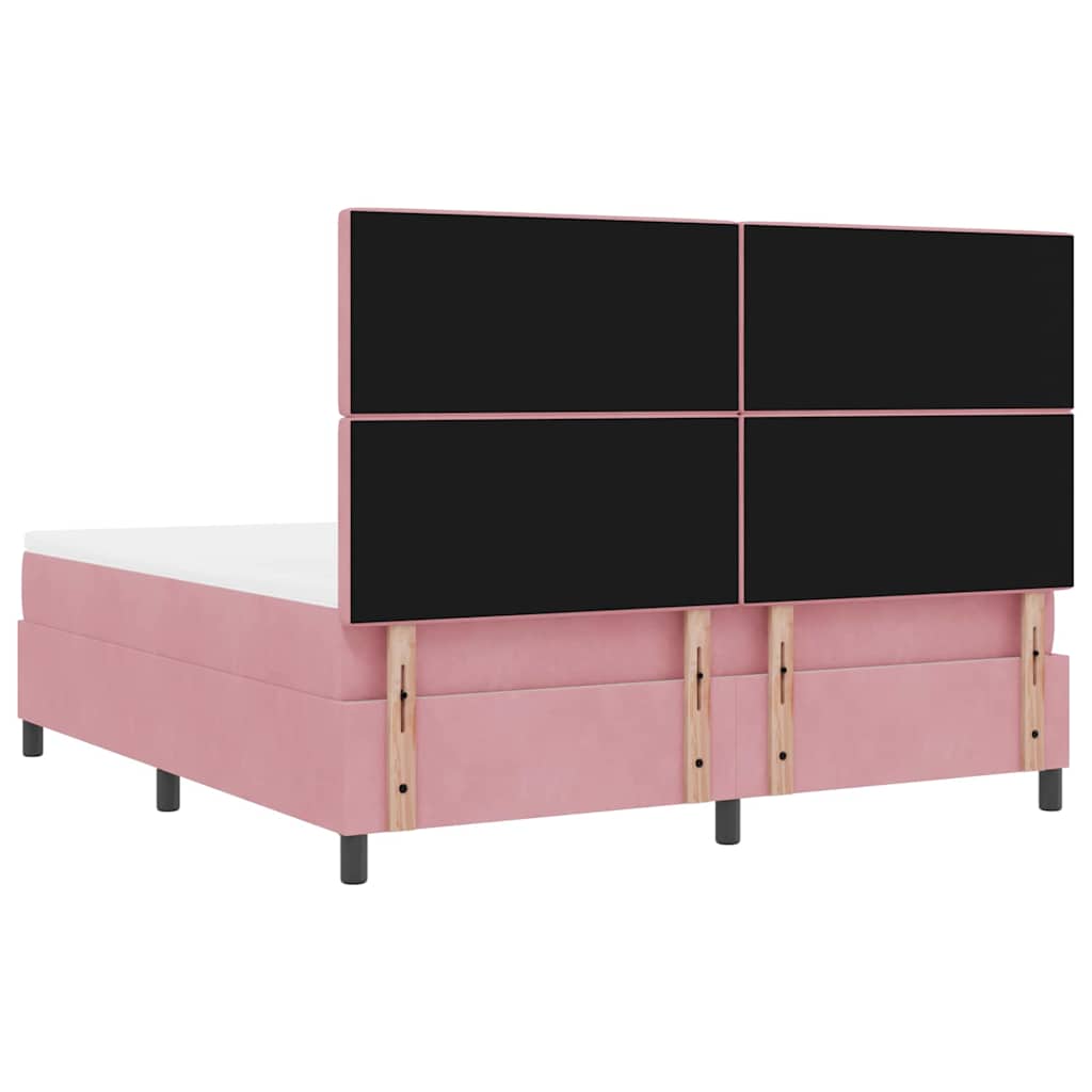 vidaXL Łóżko z sprężyną LED z materacem Różowy 180 x 200 cm Aksamit