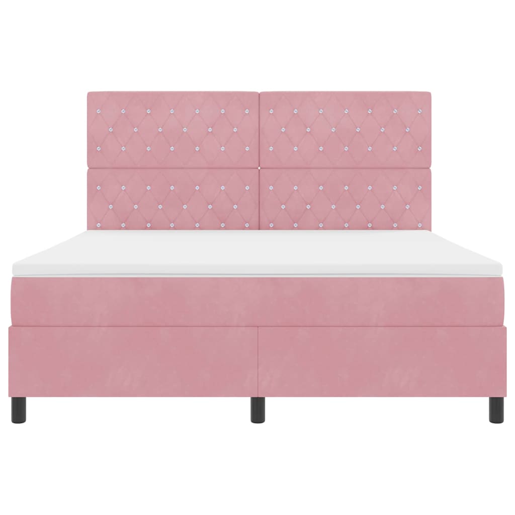 vidaXL Łóżko z sprężyną LED z materacem Różowy 180 x 200 cm Aksamit