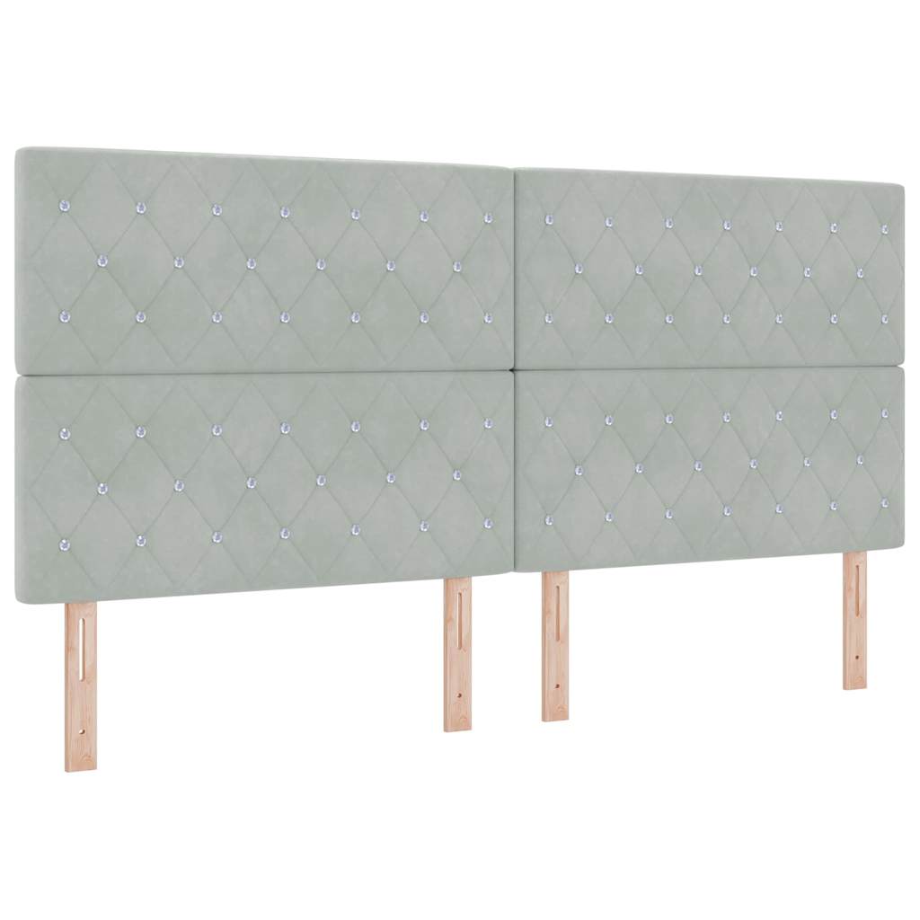 vidaXL Łóżko z sprężyną LED Jasnoszary 200 x 200 cm Aksamit