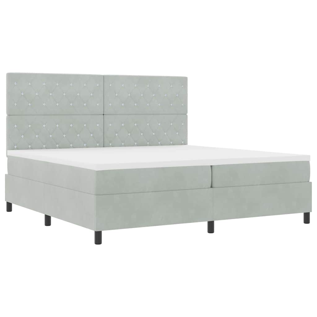 vidaXL Łóżko z sprężyną LED Jasnoszary 200 x 200 cm Aksamit