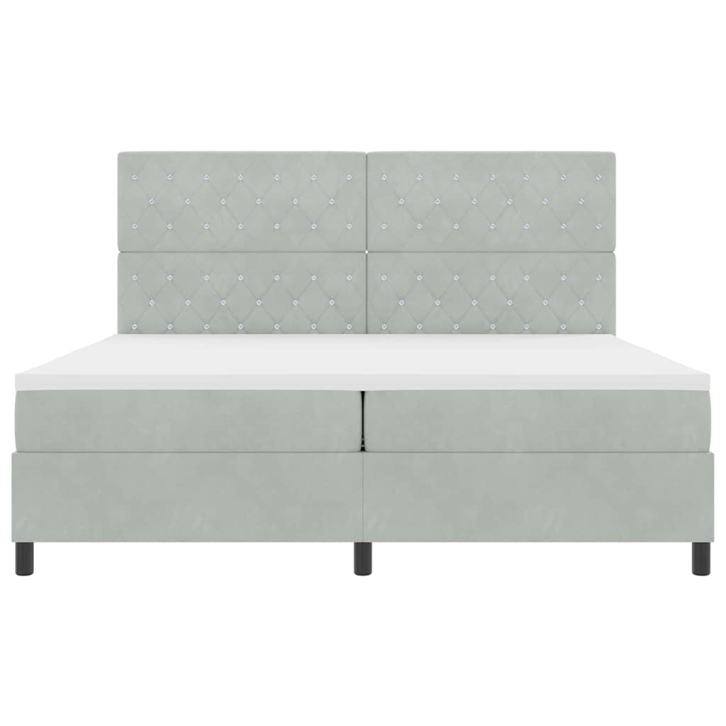 vidaXL Łóżko z sprężyną LED Jasnoszary 200 x 200 cm Aksamit