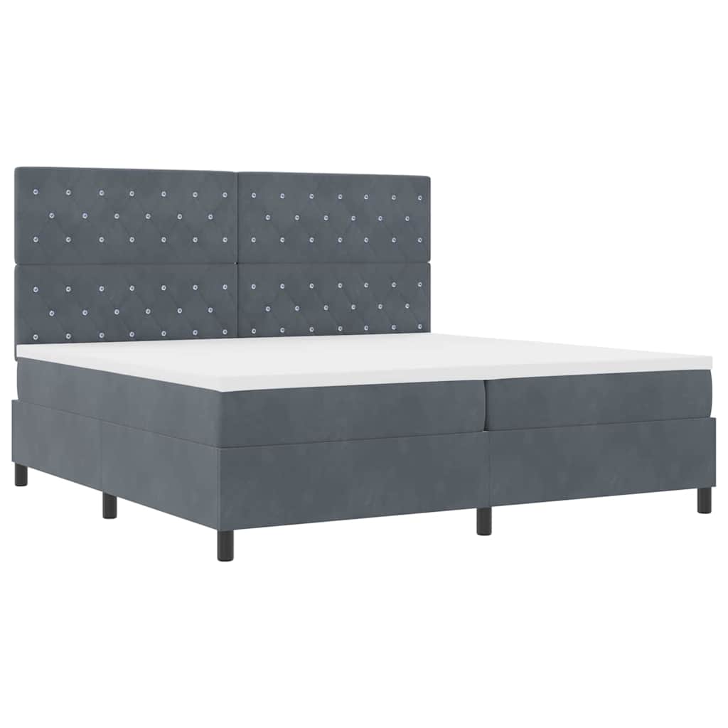 vidaXL Łóżko z sprężyną LED Ciemnoszary 200 x 200 cm Aksamit