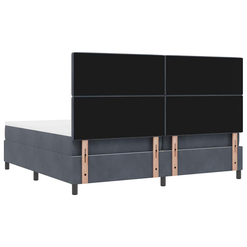vidaXL Łóżko z sprężyną LED Ciemnoszary 200 x 200 cm Aksamit