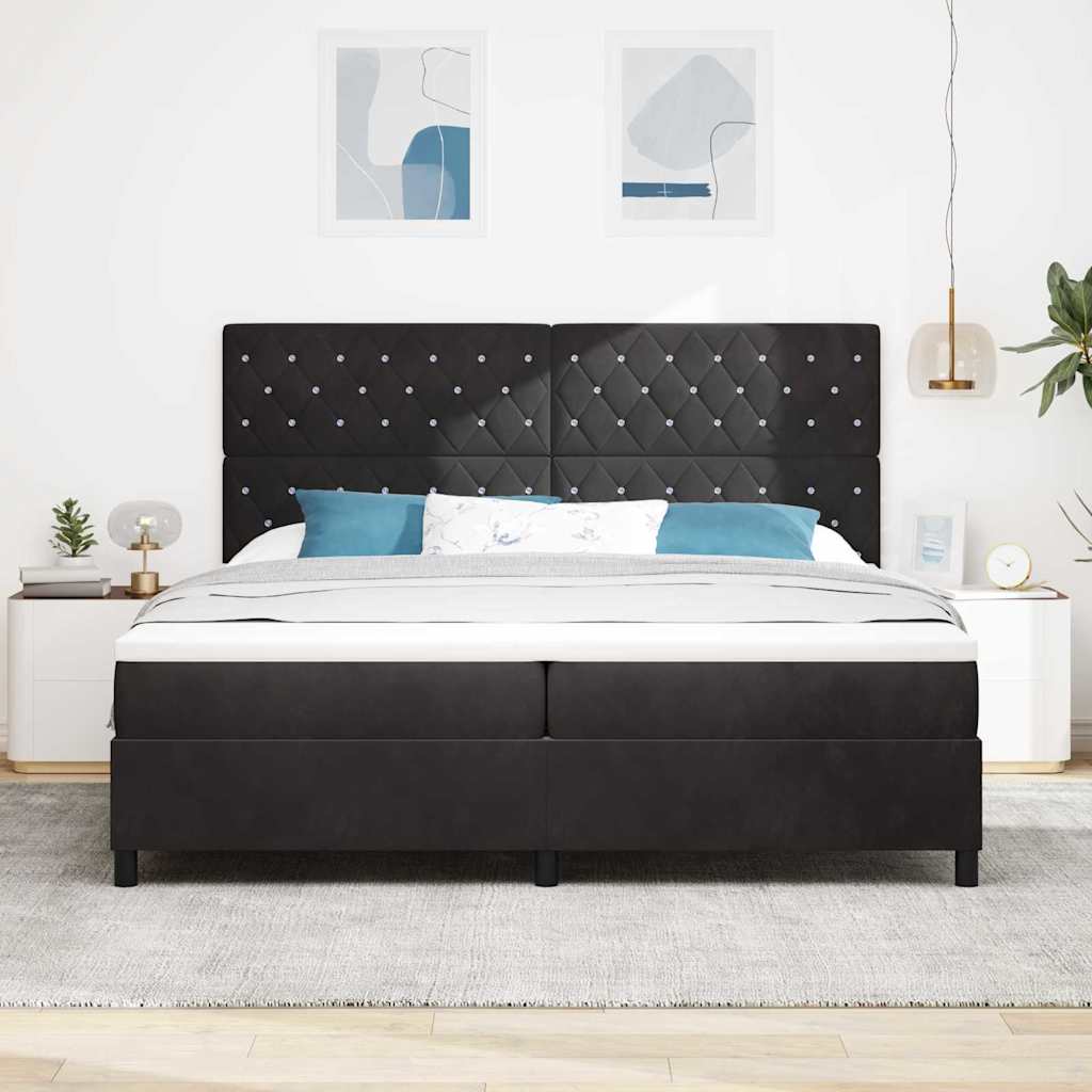 vidaXL Łóżko z sprężyną LED z materacem Czarny 200 x 200 cm Aksamit
