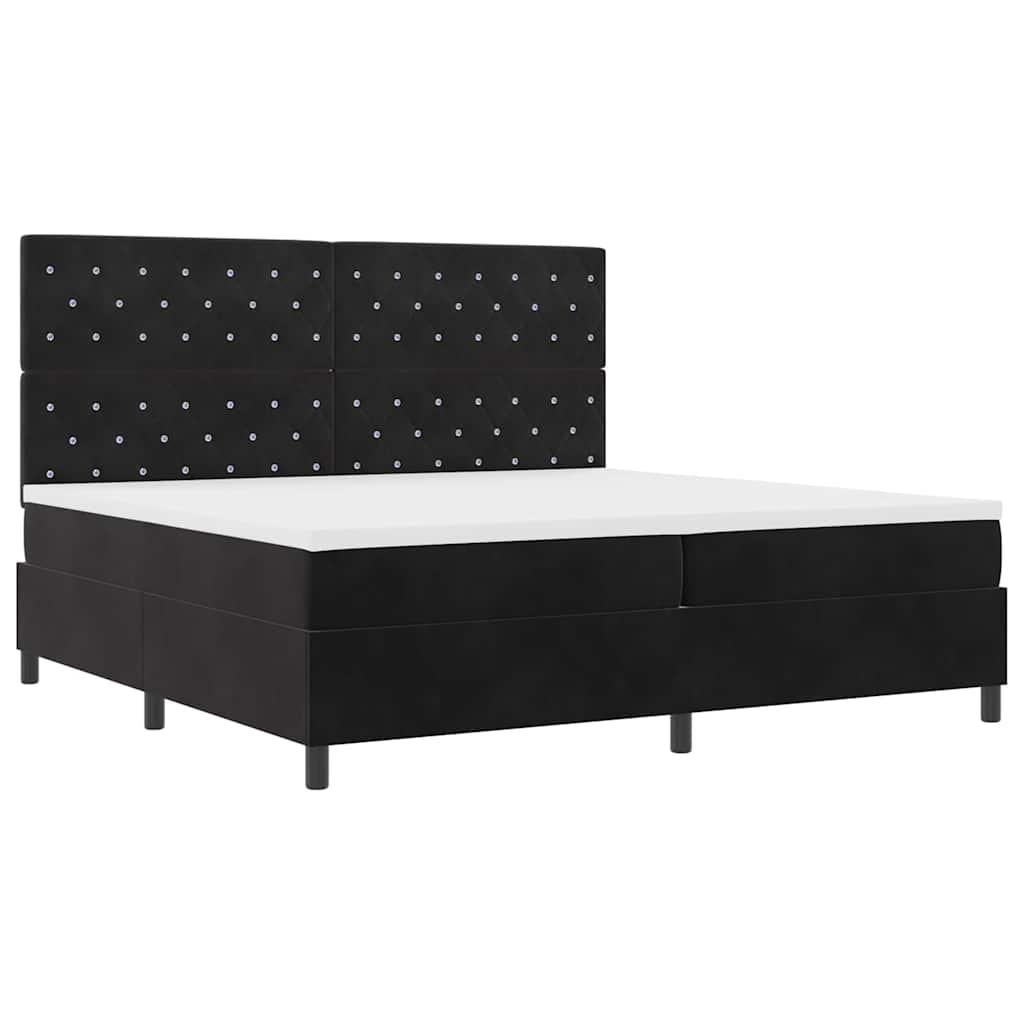 vidaXL Łóżko z sprężyną LED z materacem Czarny 200 x 200 cm Aksamit