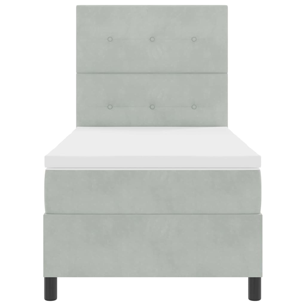 vidaXL Łóżko z sprężyną LED z materacem Jasnoszary 80 x 200 cm Aksamit
