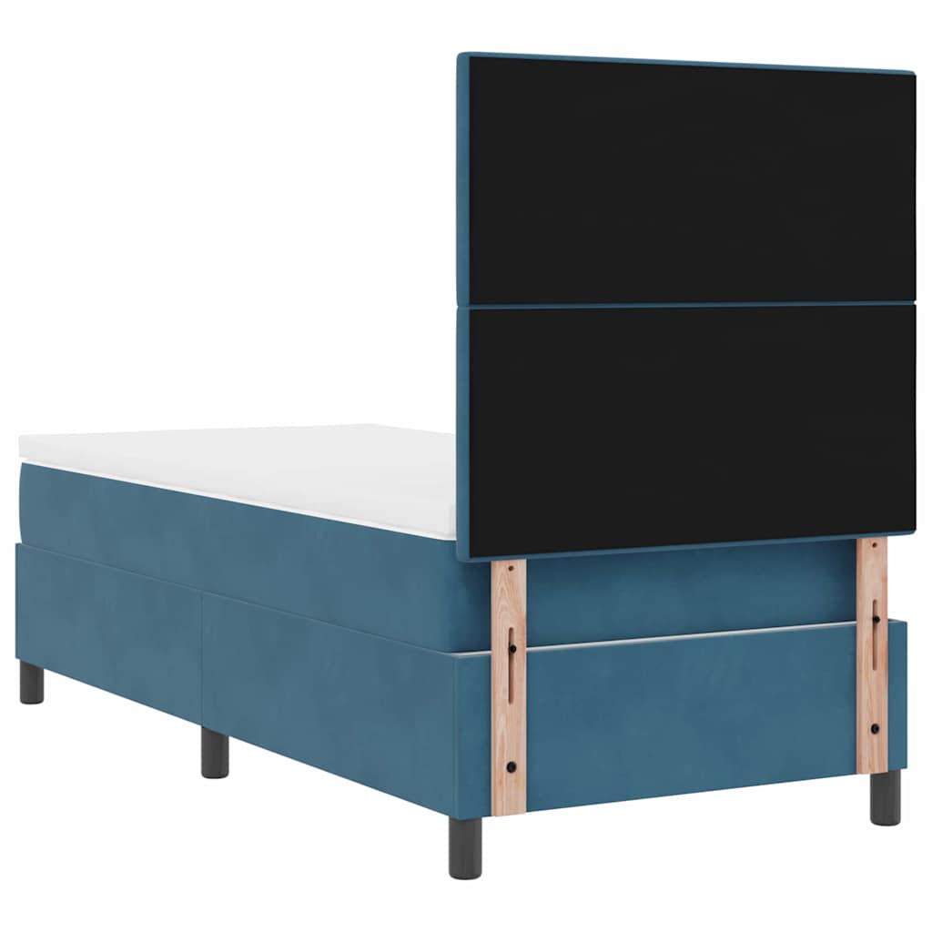 vidaXL Łóżko z sprężyną LED Ciemnoniebieski 90 x 200 cm Aksamit