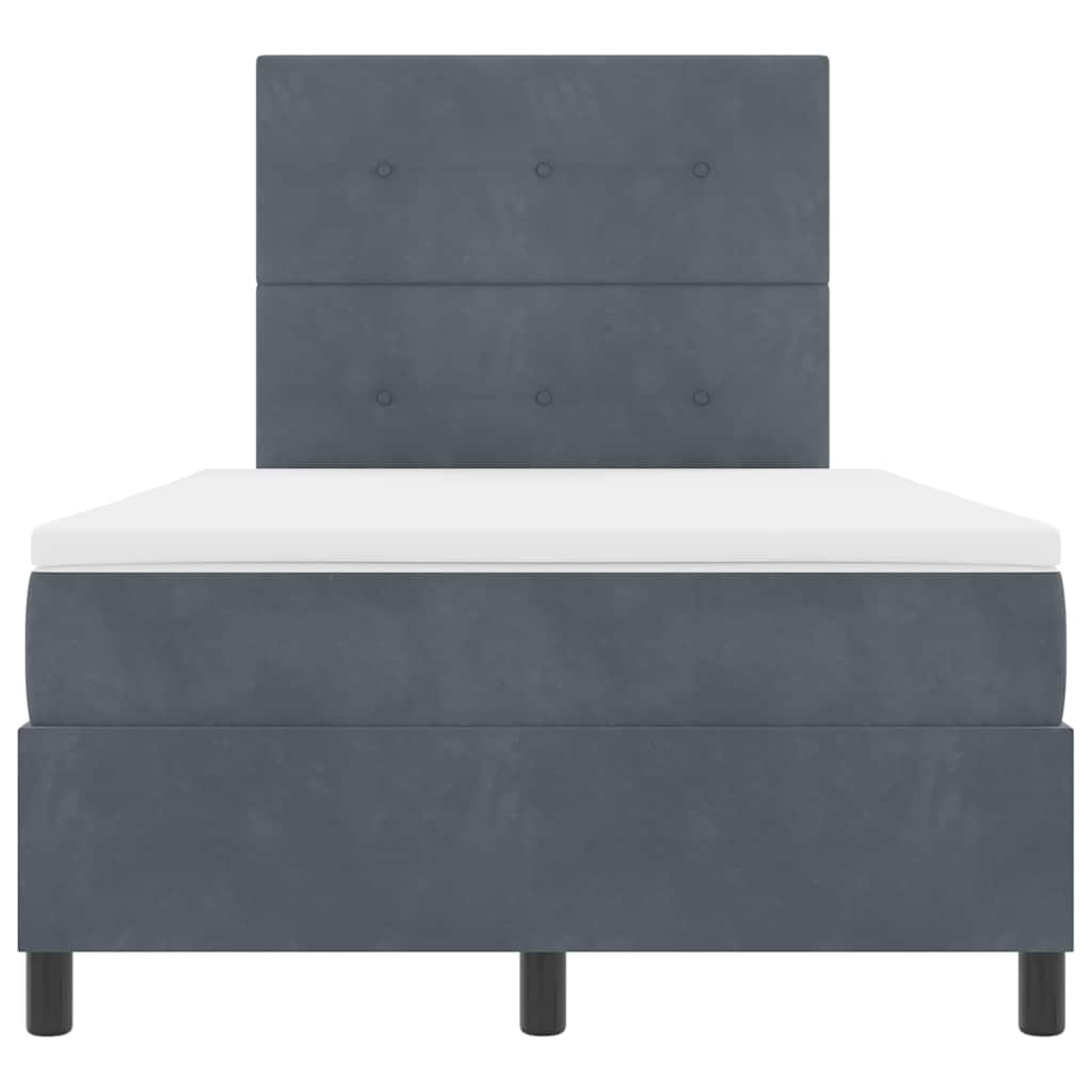 vidaXL Łóżko z sprężyną LED Ciemnoszary 120 x 190 cm Aksamit