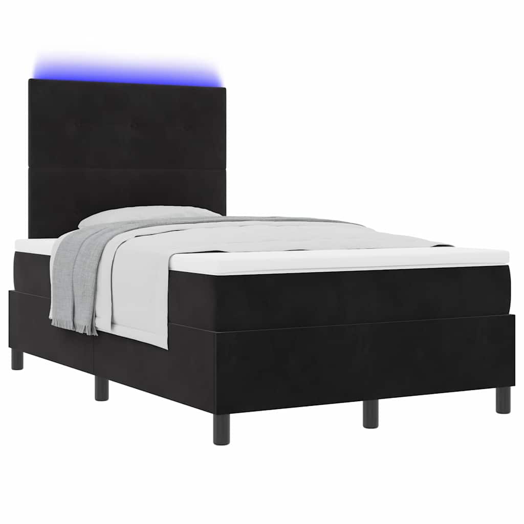 vidaXL Łóżko z sprężyną LED z materacem Czarny 120 x 190 cm Aksamit