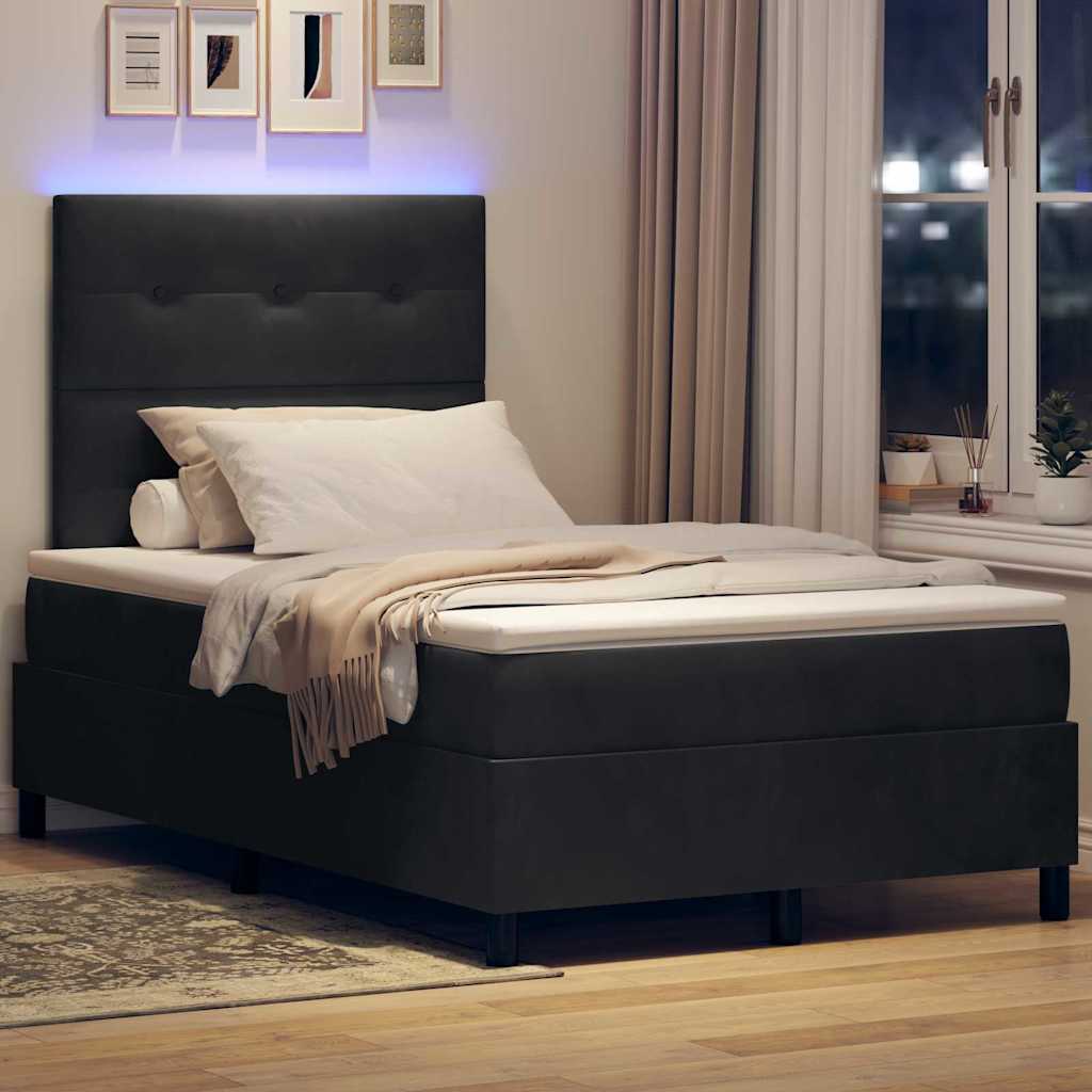 vidaXL Łóżko z sprężyną LED z materacem Czarny 120 x 200 cm Aksamit